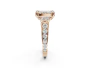 Asscher Cut Halo Side Cluster Engagement Ring Setting | Graduated Channel Band | Rose Gold
