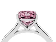 Fancy Pink Princess Cut Diamond Solitaire Ring Set in White gold with Cathedral Band and Prong Setting
