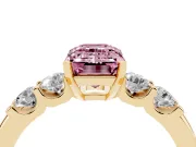 Emerald Cut Five Stone Engagement Ring Setting for a Fancy Pink Lab-Grown Diamond | Yellow Gold