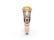 Princess Cut Halo Engagement Ring Setting for a Fancy Yellow Lab-Grown Diamond | Two-Row Pave Split Shank | Rose Gold