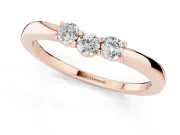 Round Diamond Three-Stone Tension Band Set in Rose gold with Prong Setting