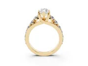 Marquise Graduated Side Stone Engagement Ring Setting | Shared Prong Rails | Yellow Gold