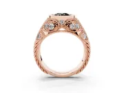 Round Vintage Bezel Engagement Ring Setting for a Black Center | Milgrain Band | Rose Gold