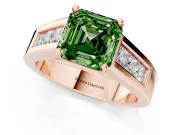 Asscher Cut Channel-Set Engagement Ring Setting for a Fancy Green Lab-Grown Diamond | Rose Gold