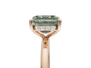 Asscher Cut Hidden Halo Ring Setting for a Fancy Green Lab-Grown Diamond | Rose Gold