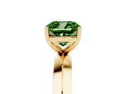 Fancy Green Cushion Cut Diamond Solitaire Engagement Ring Set in Yellow gold with Flat Band and Prong Setting