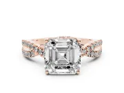 Asscher Cut Twisted Split Shank Pave Engagement Ring Setting | Pave Gallery | Rose Gold
