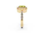Emerald Cut Milgrain Halo Engagement Ring Setting for a Fancy Yellow Lab-Grown Diamond | Pavé Shoulders | Yellow Gold