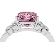 Princess Cut Petal Engagement Ring Setting for a Fancy Pink Lab-Grown Diamond | White Gold