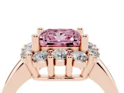 Princess Cut Cluster Halo Engagement Ring Setting for a Fancy Pink Lab-Grown Diamond | Large Round Accents | Rose Gold