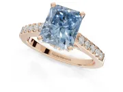 Radiant Cut Pavé Solitaire Engagement Ring Setting for a Fancy Blue Lab-Grown Diamond | Crossover Gallery | Rose Gold