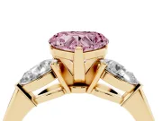 Heart-Shaped 3-Stone Engagement Ring Setting for a Fancy Pink Lab-Grown Diamond | Yellow Gold