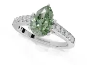 Pear-Shaped Pavé Solitaire Engagement Ring Setting for a Fancy Green Lab-Grown Diamond | Crossover Gallery | Platinum