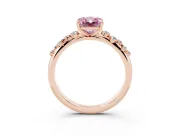 Fancy Pink Radiant Cut Diamond Cluster Solitaire Ring Set in Rose gold with Prong Setting
