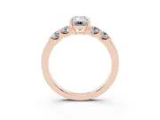Emerald Cut Five Stone Engagement Ring Setting | Prong-Set Side Stones | Rose Gold