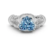 Heart-Shaped Vintage Milgrain Engagement Ring Setting for a Fancy Blue Lab-Grown Diamond | Hidden Halo | Platinum