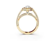 Marquise Sectioned Halo Engagement Ring Setting | Pavé Gallery and Band | Yellow Gold