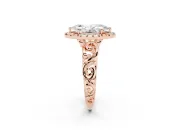 Marquise Vintage Filigree Halo Engagement Ring Setting | Scroll Shoulders | Rose Gold