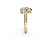 Pear-Shaped Milgrain Halo Engagement Ring Setting for a Fancy Pink Lab-Grown Diamond | Wide Pavé Band | Yellow Gold