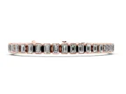 Emerald Cut Lab-Grown Diamond Bezel Tennis Bracelet | Grooved Hinge Links | Rose Gold