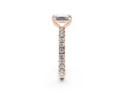 Emerald Cut Pavé Solitaire Engagement Ring Setting | Shared Prong Band | Rose Gold