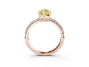 Marquise Three Row Pave Engagement Ring Setting for a Fancy Yellow Lab-Grown Diamond | Rose Gold