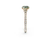 Round Hidden Halo Engagement Ring Setting for a Fancy Green Lab-Grown Diamond | Pavé Band | Yellow Gold