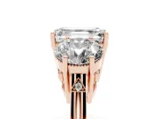 Emerald Cut Vintage Three Stone Engagement Ring Setting | Milgrain Baskets | Rose Gold