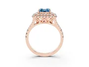 Asscher Cut Halo Split Shank Engagement Ring Setting for a Fancy Blue Lab-Grown Diamond | Pavé Strands | Rose Gold