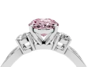 Fancy Pink Three-Stone Oval Cut Diamond Twist Band Ring Set in White gold with Pavé Accents and Prong Setting