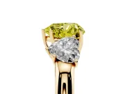 Heart-Shaped Three Stone Engagement Ring Setting for a Fancy Yellow Lab-Grown Diamond | Yellow Gold - Design NV-24844