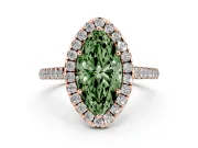 Marquise Halo Engagement Ring Setting for a Fancy Green Lab-Grown Diamond | Pave Shoulders | Rose Gold