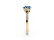 Heart-Shaped Side Stone Engagement Ring Setting for a Fancy Blue Lab-Grown Diamond | Pave Band | Yellow Gold