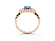 Fancy Blue Radiant Cut Diamond Cluster Ring Set in Rose gold with Beaded Band