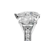 Pear-Shaped Vintage Three Stone Engagement Ring Setting | Graduated Pavé | Platinum