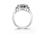 Round Halo Engagement Ring Setting for a Fancy Green Lab-Grown Diamond | Graduated Channel Band | Sterling Silver