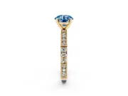 Round Vintage Pavé Engagement Ring Setting for a Fancy Blue Lab-Grown Diamond | Yellow Gold