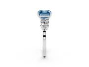 Fancy Blue Asscher Cut Diamond Cluster Engagement Ring Set in Silver with Pavé Band and Prong Setting