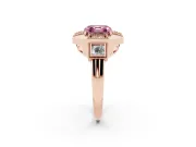 Fancy Pink Asscher Cut Diamond Milgrain Halo Ring Set in Rose gold with Split Shank