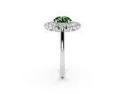Round Floral Double Halo Engagement Ring Setting for a Fancy Green Lab-Grown Diamond | Plain Band | Platinum