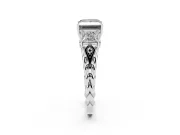 Fancy Black Princess Cut Diamond Three-Stone Ring Set in White gold with Braided Band
