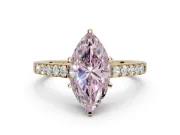Marquise Pavé Solitaire Engagement Ring Setting for a Fancy Pink Lab-Grown Diamond | Crossover Gallery | Yellow Gold