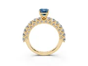 Emerald Cut Shared Prong Engagement Ring Setting for a Fancy Blue Lab-Grown Diamond | Yellow Gold