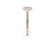 Emerald Cut Pave Solitaire Engagement Ring Setting | Double Claw Prongs | Rose Gold