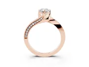 Emerald Cut Bypass Pavé Solitaire Engagement Ring Setting | Angled Head | Rose Gold
