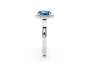 Round Thin Halo Engagement Ring Setting for a Fancy Blue Lab-Grown Diamond | Plain Band | Platinum