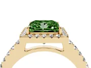 Princess Cut Halo Engagement Ring Setting for a Fancy Green Lab-Grown Diamond | Single Row Pavé Band | Yellow Gold