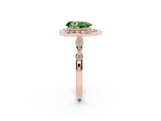 Pear-Shaped Halo Engagement Ring Setting for a Fancy Green Lab-Grown Diamond | Bezel Station Shoulders | Rose Gold