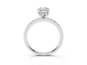 Cushion Cut Diamond Pavé Band Ring Set in Silver with Prong-Set Center Stone