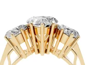 Heart-Shaped Three Stone Engagement Ring Setting | Beaded Shoulders | Yellow Gold